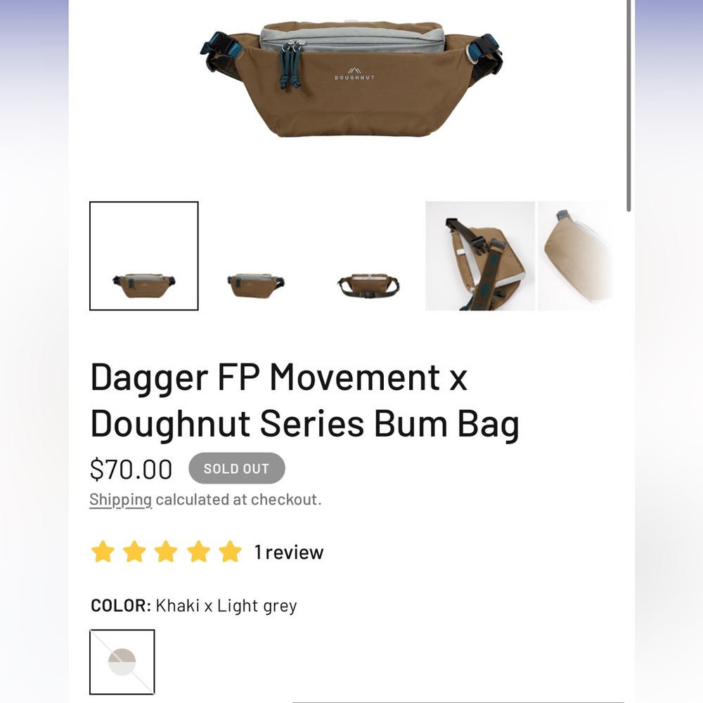 Dagger FP Movement x Doughnut Series Bum Bag, Khaki & Gray - Brand New w/o Tags! - Picture 7 of 10